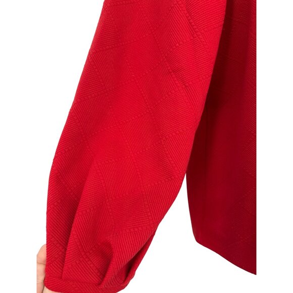 Chicos Red Textured Diamond Pattern Long Sleeve Top Size 3 US XL - Picture 3 of 10